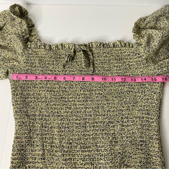 Women’s Brave Soul London Floral Print Shirred Beige Mini Dress Size Large - Picture 8 of 9